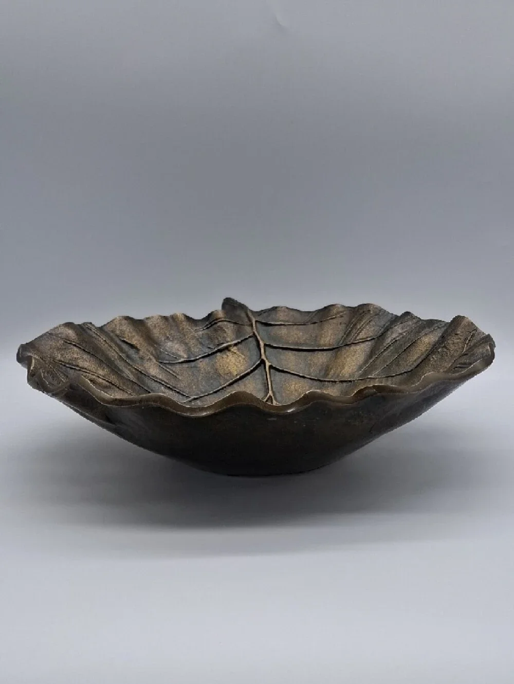 Pier 1 Gingko Leaf Serving Bowl Bronze Gold Tone 12
